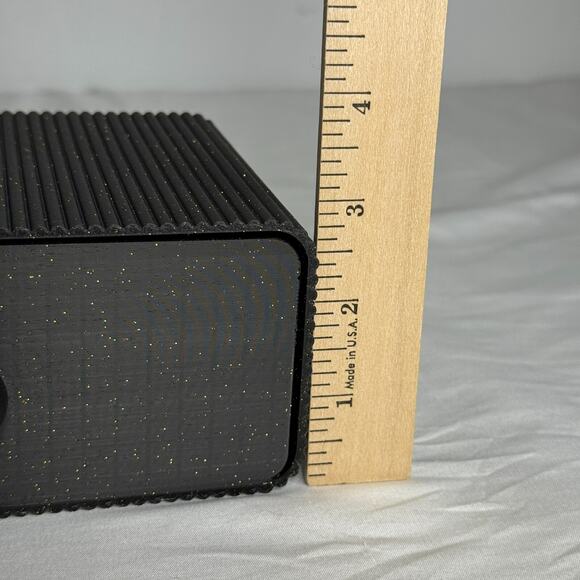 Black Glitter Storage Box with Drawer Textured Modern Minimalist Deck Decor 6.5" - Picture 6 of 8